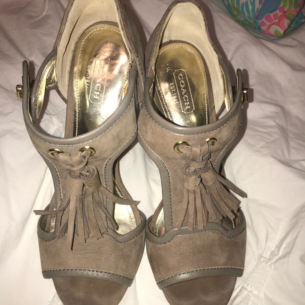 Coach heels, grey suede size 7.5, EUC
